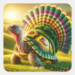 Fantasy Cute Turkey Turtle Mix Square Sticker