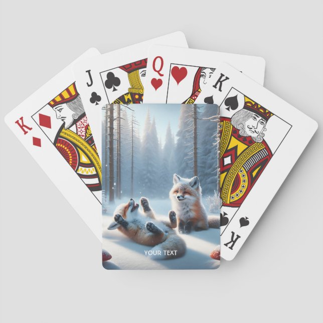 Fantasy Cute Two Baby Foxes Playing Cards (Back)