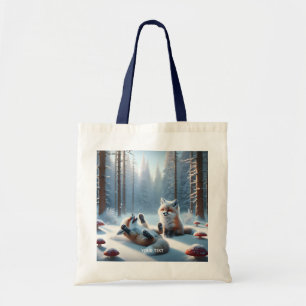 Fantasy Cute Two Baby Foxes Tote Bag