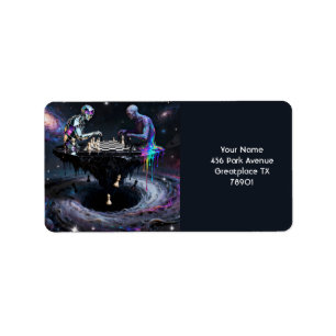 Fantasy Cute Two Chess Players Label