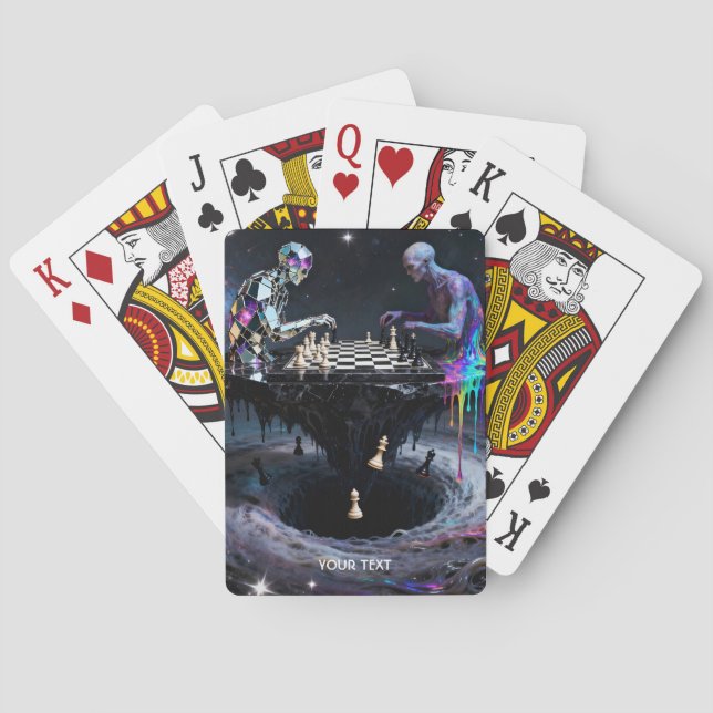 Fantasy Cute Two Chess Players Playing Cards (Back)