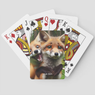 Fantasy Cute Two Foxes Forest Playing Cards