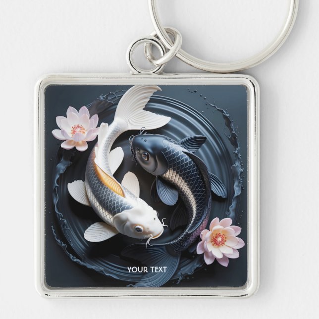 Fantasy Cute Two Koi Fish Key Ring (Front)