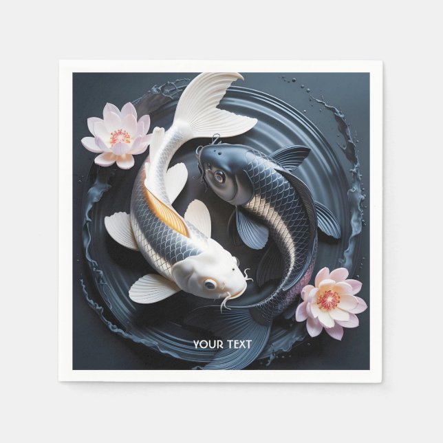 Fantasy Cute Two Koi Fish Napkin (Front)