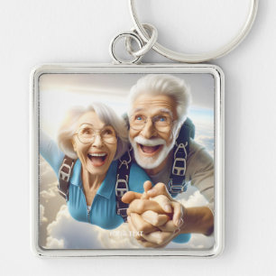 Fantasy Cute Two People Skydiving Key Ring