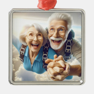 Fantasy Cute  Two People Skydiving Metal Tree Decoration