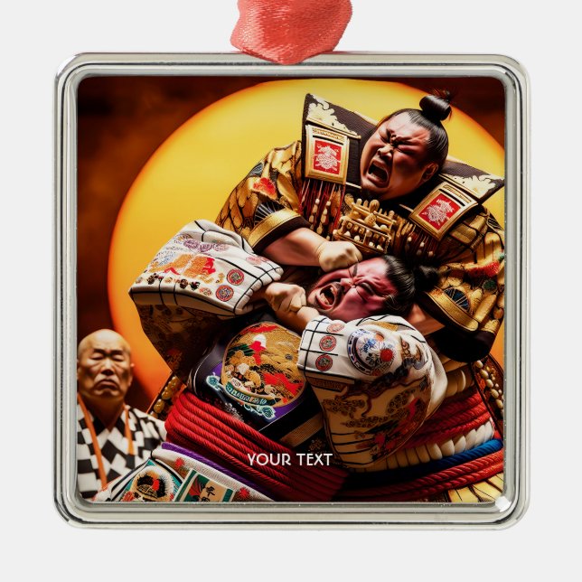 Fantasy Cute Two Sumo Fighters Metal Tree Decoration (Front)