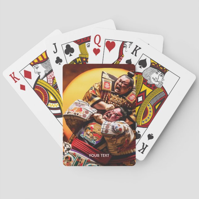 Fantasy Cute Two Sumo Fighters Playing Cards (Back)