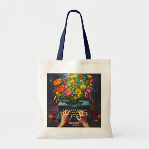 Fantasy Cute  Typewriter Flowers Hands Tote Bag
