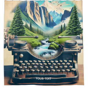 Fantasy Cute Typing Writer Landscape Shower Curtain