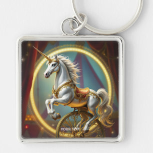 Fantasy Cute Unicorn Wheel Circus Key Ring
