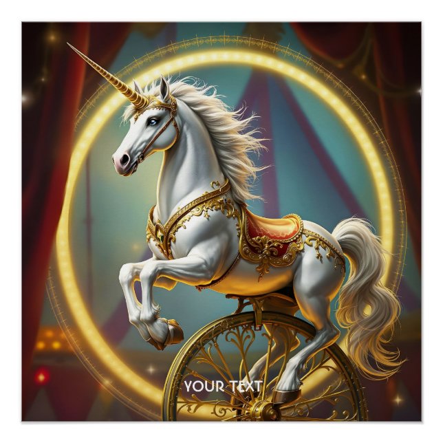 Fantasy Cute Unicorn Wheel Circus Poster (Front)