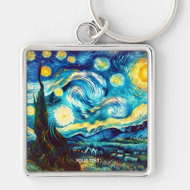 Fantasy Cute Van Gogh Inspired Key Ring (Front)