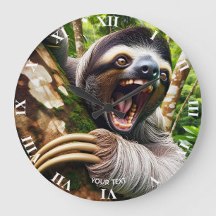 Fantasy Cute Very Angry Sloth Large Clock