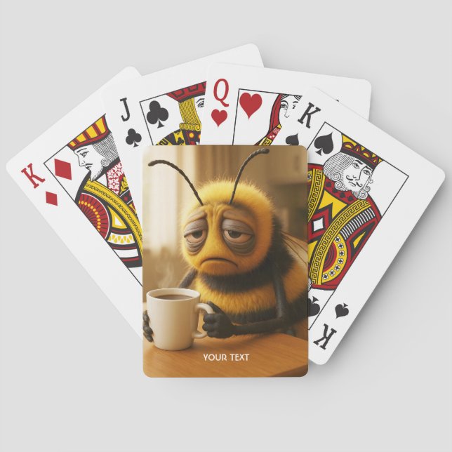 Fantasy Cute Very Tired Bee Playing Cards (Back)