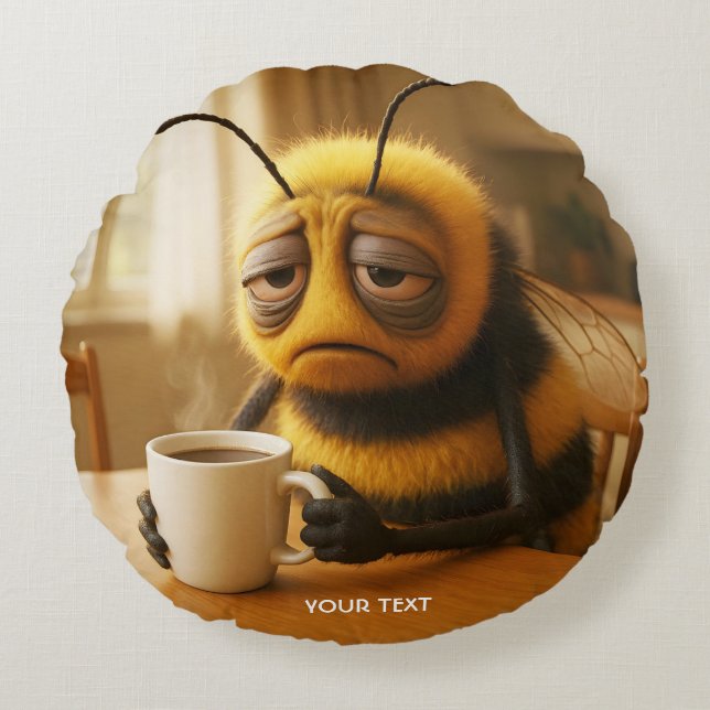 Fantasy Cute Very Tired Bee Round Cushion (Front)