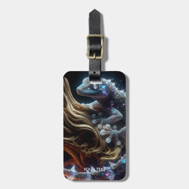 Fantasy Cute Vibrant Lizard Tree Luggage Tag (Front Vertical)