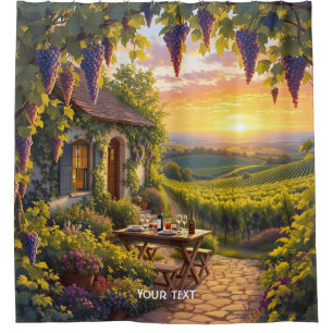 Fantasy Cute Vineyard Cottage Fields Shower Curtain