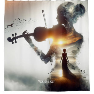 Fantasy Cute Violin Girl Sun Shower Curtain