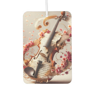 Fantasy Cute Violin Notes Flowers Car Air Freshener
