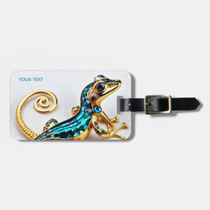 Fantasy Cute Vivid Art Deco Gecko Luggage Tag