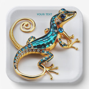 Fantasy Cute Vivid Art Deco Gecko Paper Plate