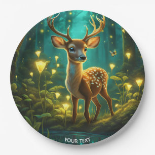 Fantasy Cute Vivid Baby Deer Forest Paper Plate