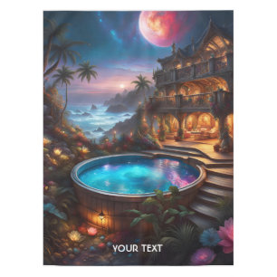 Fantasy Cute Vivid Beach Flowers Sunset Tablecloth