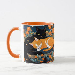 Fantasy Cute Vivid Black Orange Cats Mug