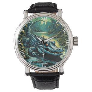 Fantasy Cute Vivid Cartoon Alligator Forest Watch
