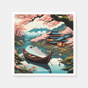 Fantasy Cute Vivid Cherry Japanese Landscape Napkin
