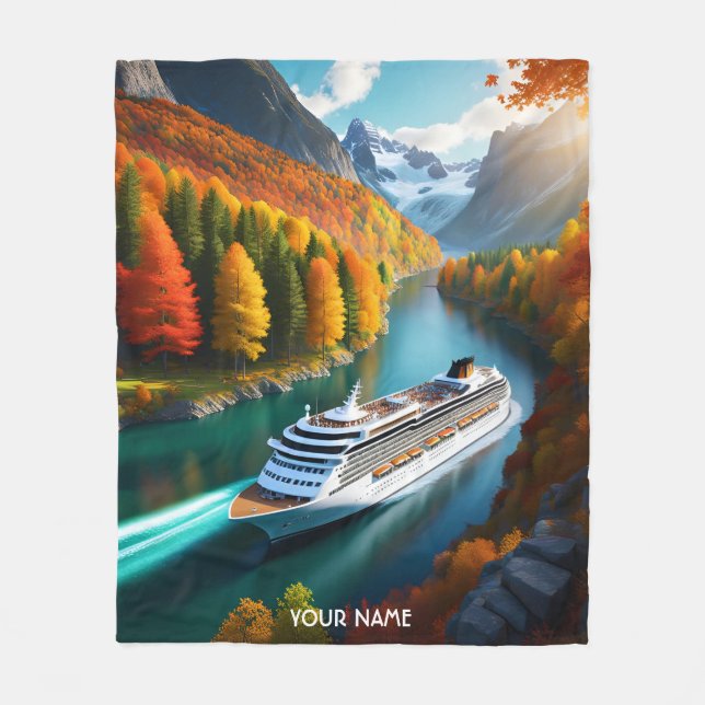 Fantasy Cute Vivid Cruise Liner River Fleece Blanket (Front)
