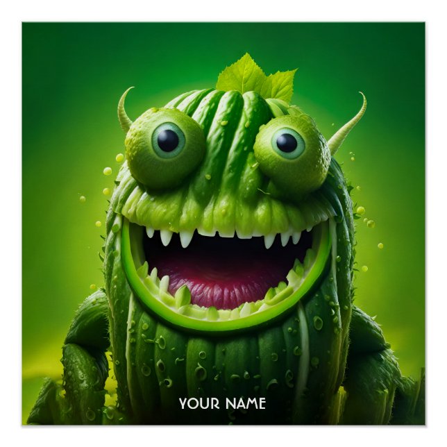 Fantasy Cute Vivid Cucumber Funny Creature Poster (Front)