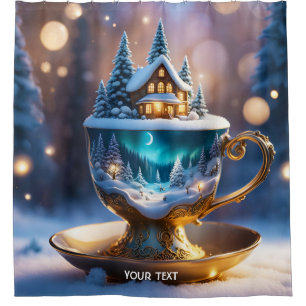 Fantasy Cute Vivid Cup Winter Ice Shower Curtain