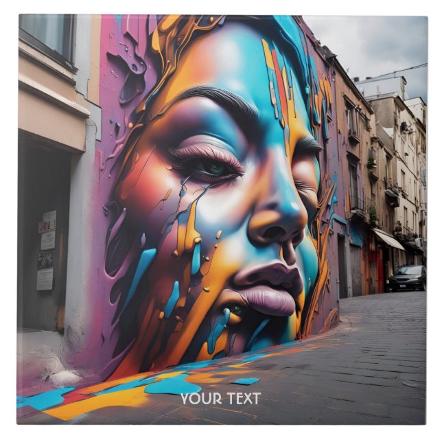 Fantasy Cute Vivid Face Street Art Tile (Front)