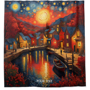 Fantasy Cute Vivid Fish Village River Shower Curtain