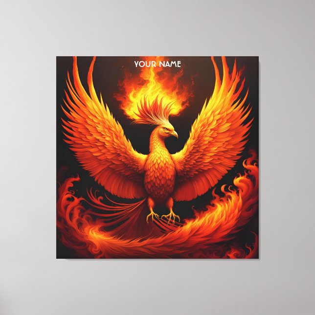 Fantasy Cute Vivid Flames Phoenix Bird Canvas Print (Front)