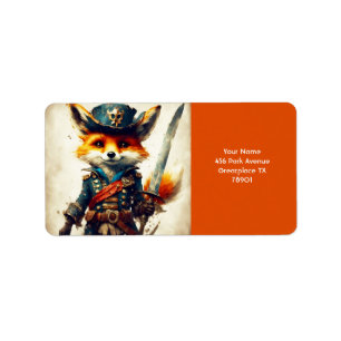 Fantasy Cute Vivid Fox Pirate Cartoon Label