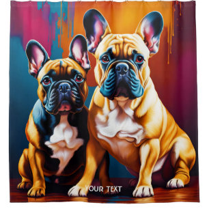 Fantasy Cute Vivid French Bulldog Family Shower Curtain