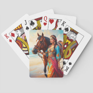 Fantasy Cute Vivid Girl Horse Sea Playing Cards