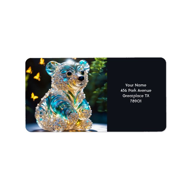 Fantasy Cute Vivid Glass Blue Bear Label (Front)