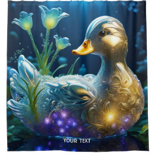 Fantasy Cute Vivid Glass Duck Flowers Shower Curtain