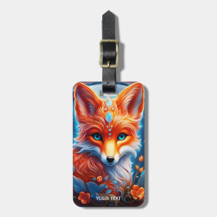 Fantasy Cute Vivid Glass Fox Flowers Luggage Tag