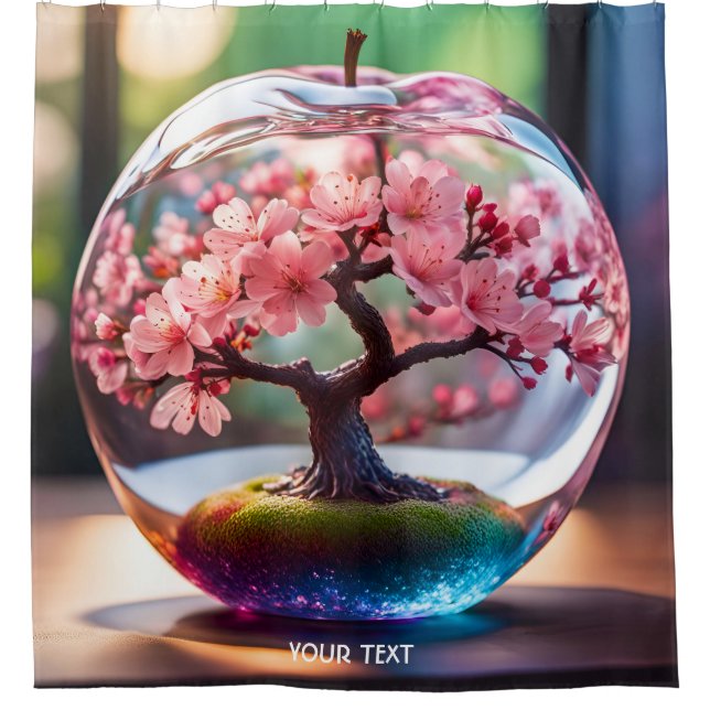 Fantasy Cute Vivid Grass Apple Blossom Shower Curtain (Front)