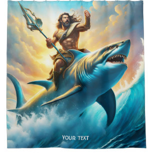 Fantasy Cute Vivid Greek God Shark Shower Curtain