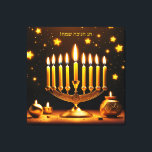 Fantasy Cute Vivid Hanukkah Menorah Stars Canvas Print<br><div class="desc">Fantasy Cute Vivid Hanukkah Menorah Stars. Perfect As A Birthday Gift Or For Any Kind Of Party</div>