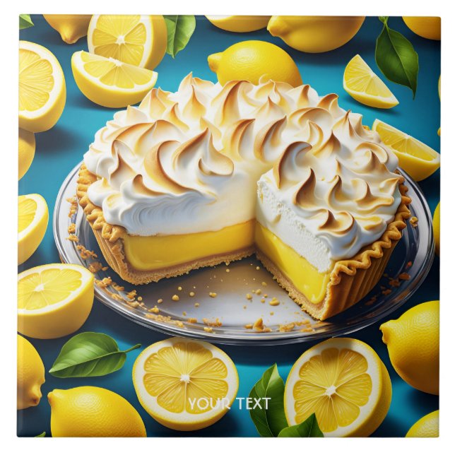 Fantasy Cute Vivid Lemon Meringue Pie Tile (Front)