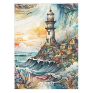 Fantasy Cute Vivid Lighthouse Cartoon Storm Tablecloth