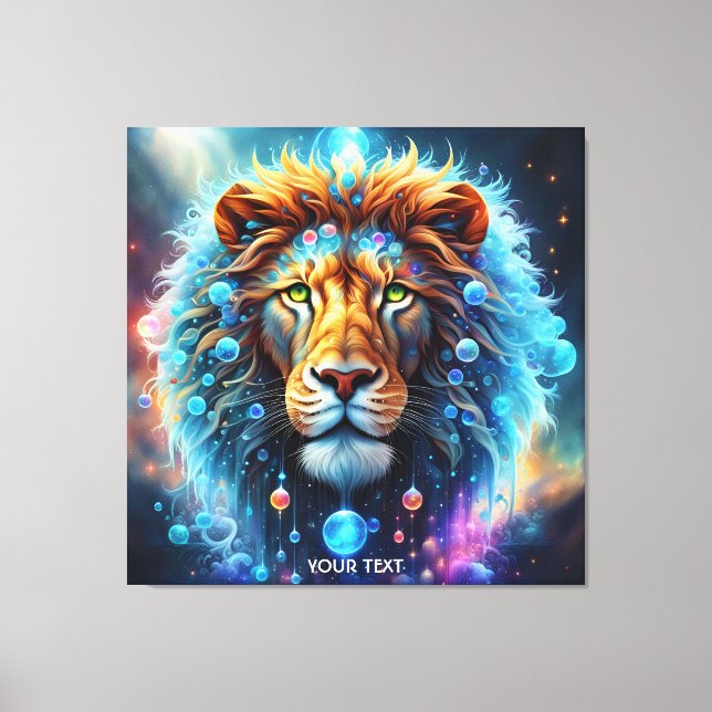 Fantasy Cute Vivid Lion Space Bubbles Canvas Print (Front)