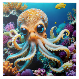Fantasy Cute Vivid Octopus Sea Creatures Tile